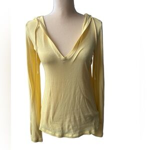 J.Crew 100% Cotton Tee Shirt with Hoodie, Long Sleeves Tie front Size Medium